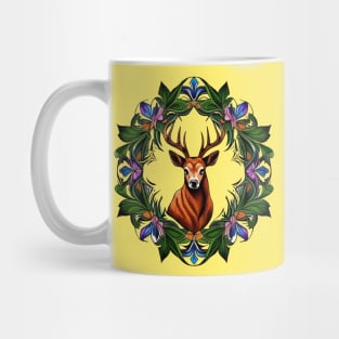 White-tailed Deer With Wildflower Michigan State Tattoo Art Mug